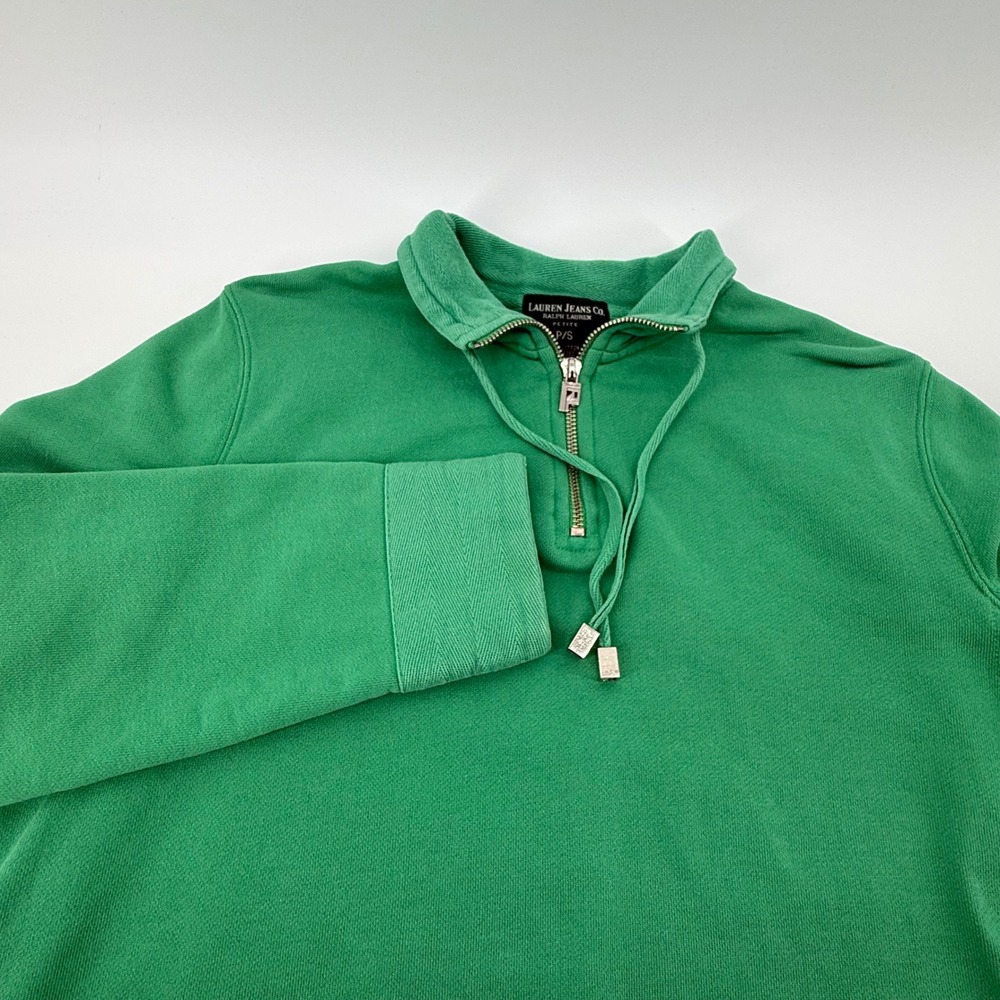 Lauren Jeans Co Ralph Lauren Green Quarter Zip Sweatshirt Petite Small P/S